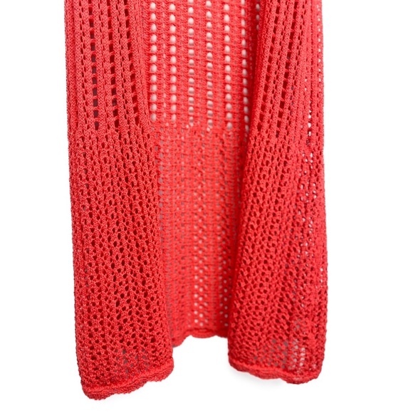 Jessica London Crochet Cardigan M Pink Boho Coastal Cotton Euro Summer Duster - Picture 5 of 8